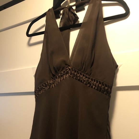 BCBGMaxAzria brown chiffon dress sz 8 💃🏽 - Picture 6 of 7